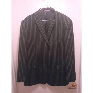 Large Vinci By Italy Mens Suit Top Black Striped 3 Button